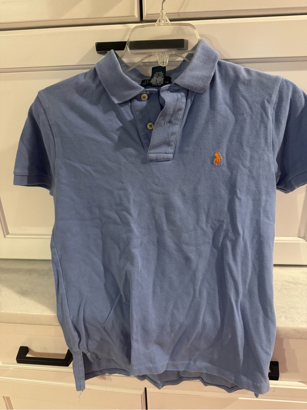 Ralph Lauren Boys Polo Shirt in Light Blue with Orange Pony